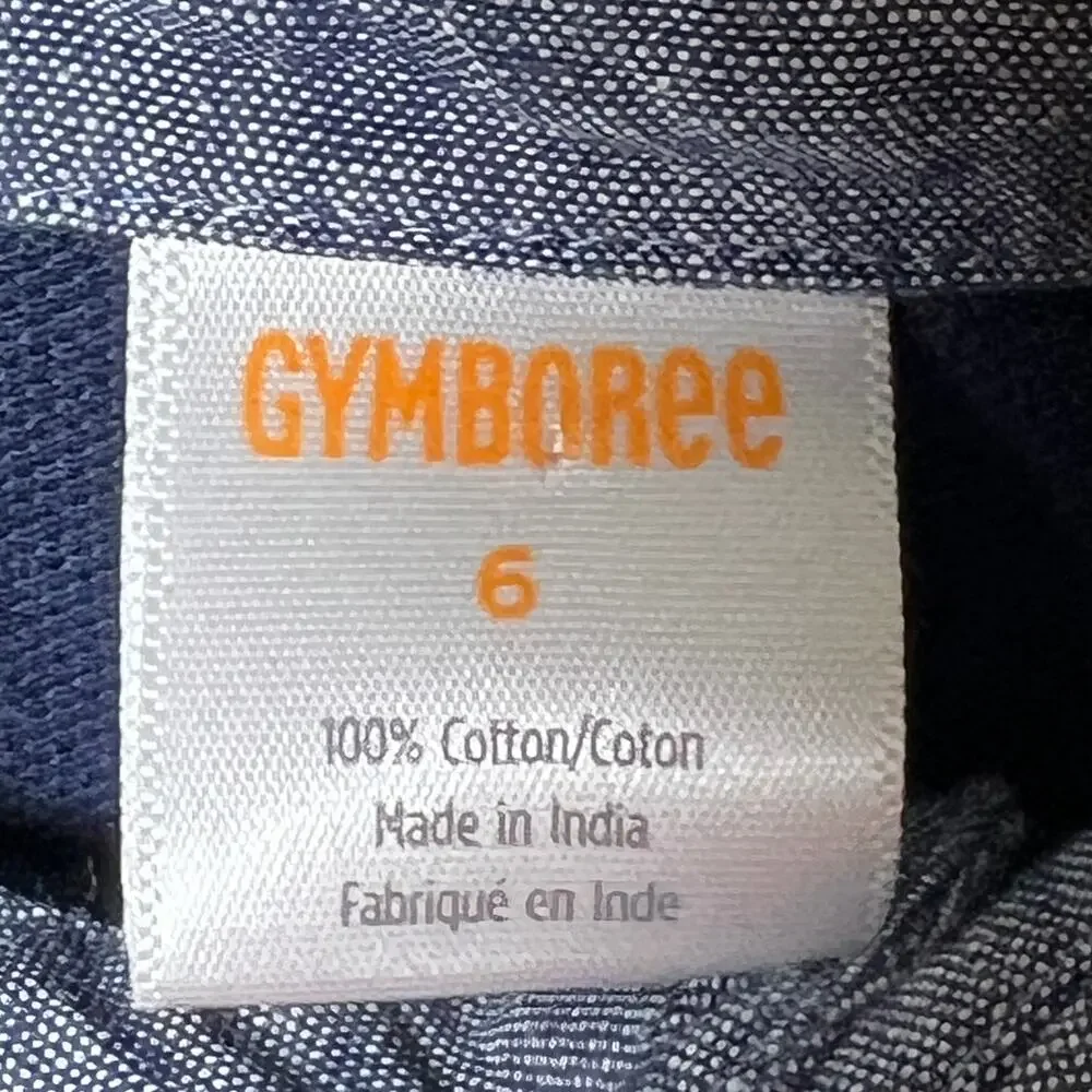 Gymboree Red White Blue Flag Shirt and‎ Chambray Short Set Size 6